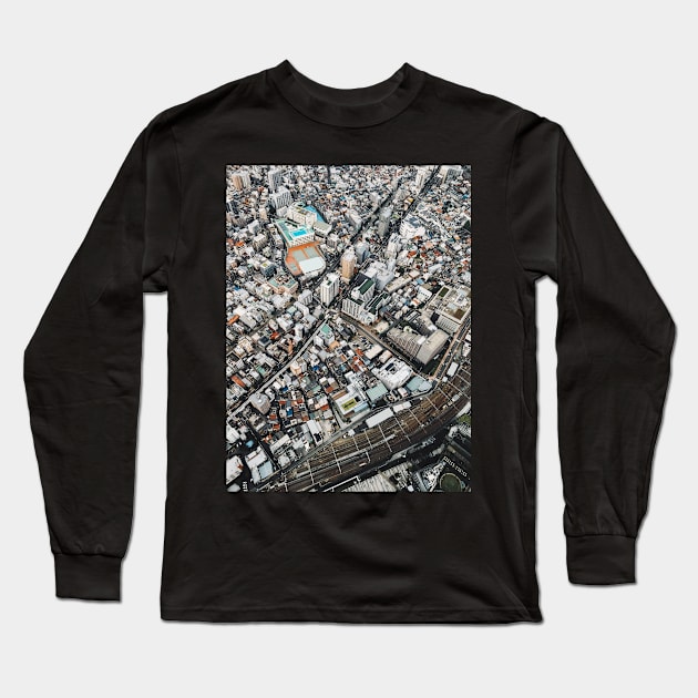 Tokyo Cityscape From Above Long Sleeve T-Shirt by visualspectrum